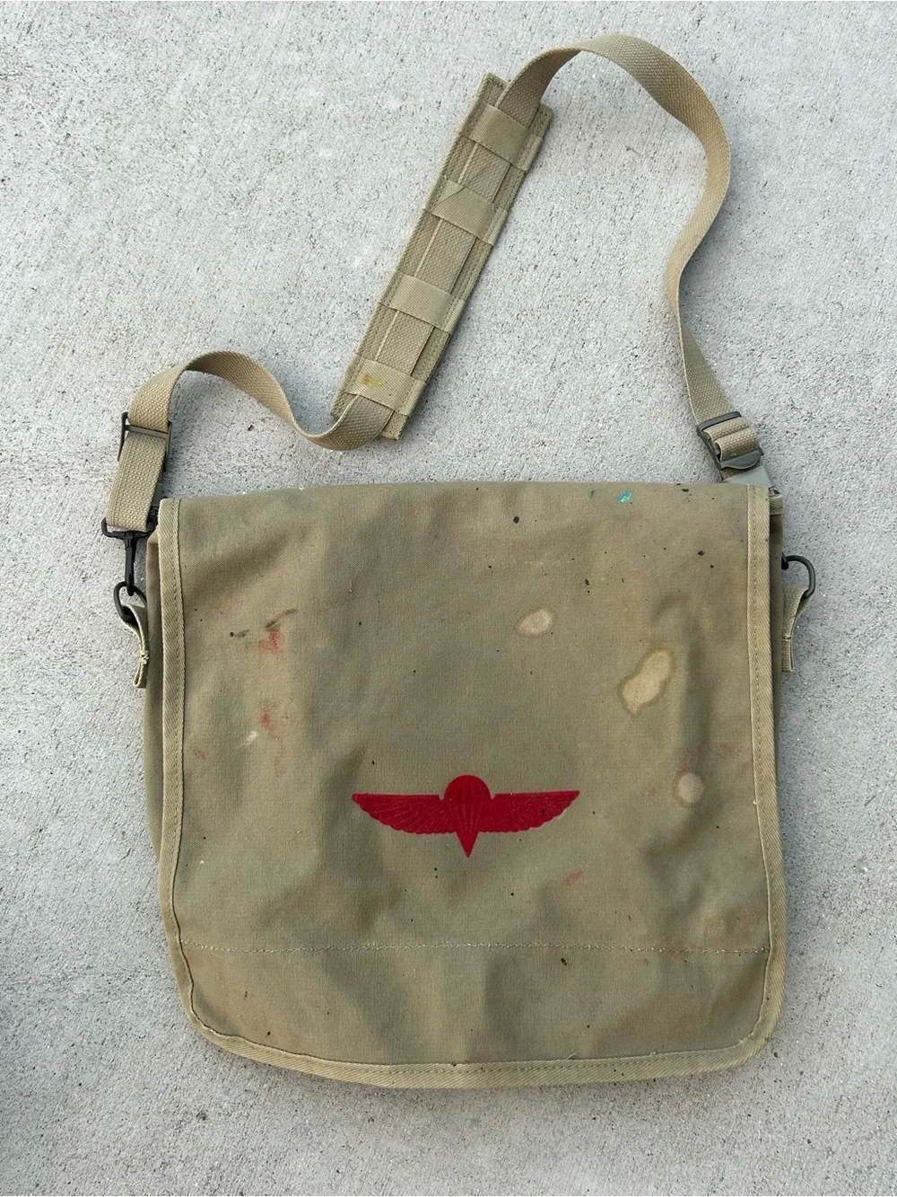 RARE! VTG BANANA REPUBLIC (California) Paratrooper ISRAELI Canvas Messenger Bag